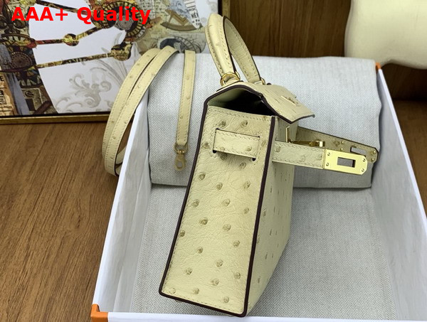 Hermes Mini Kelly II Bag in Vanilla Ostrich Leather Replica