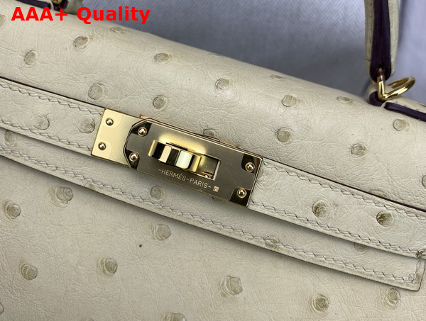 Hermes Mini Kelly II Bag in Vanilla Ostrich Leather Replica