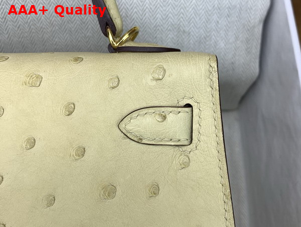 Hermes Mini Kelly II Bag in Vanilla Ostrich Leather Replica