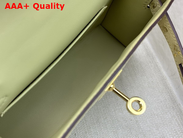 Hermes Mini Kelly II Bag in Vanilla Ostrich Leather Replica