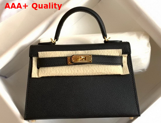 Hermes Mini Kelly II Black Epsom Leather Replica