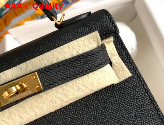 Hermes Mini Kelly II Black Epsom Leather Replica