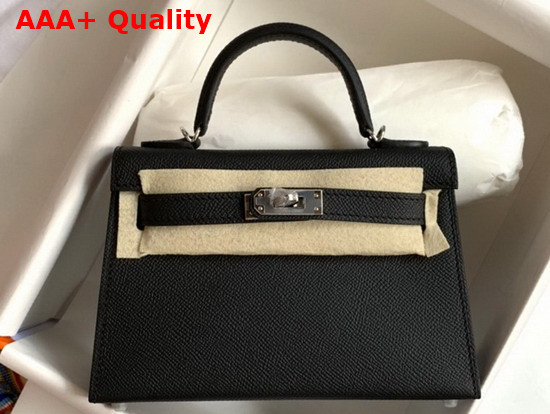 Hermes Mini Kelly II Black Epsom Leather Replica