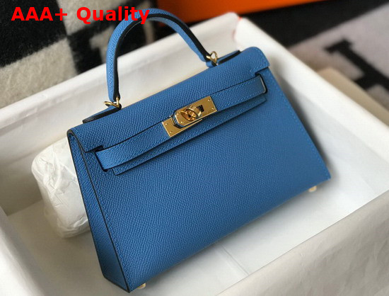 Hemes Mini Kelly II Blue Epsom Leather Replica