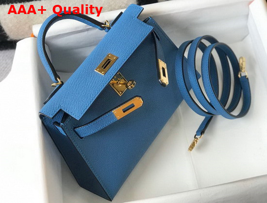 Hemes Mini Kelly II Blue Epsom Leather Replica