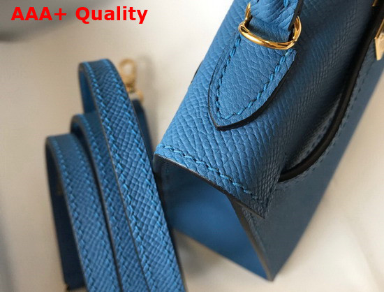 Hemes Mini Kelly II Blue Epsom Leather Replica