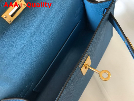 Hemes Mini Kelly II Blue Epsom Leather Replica