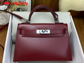 Hermes Mini Kelly II Bordeaux Box Leather Replica