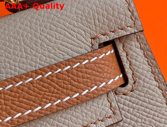 Hermes Mini Kelly II Contrast Color Beige and Tan Replica