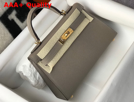 Hemes Mini Kelly II Gray Epsom Leather Replica