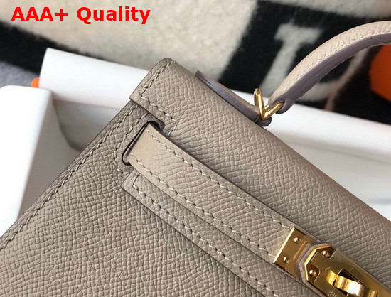 Hemes Mini Kelly II Gray Epsom Leather Replica