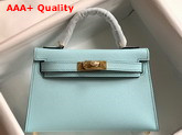 Hemes Mini Kelly II Light Blue Epsom Leather Replica
