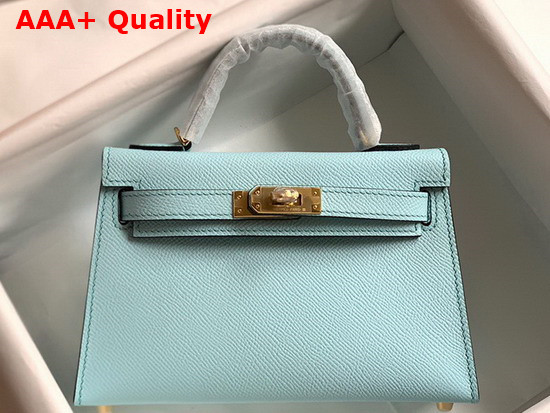 Hemes Mini Kelly II Light Blue Epsom Leather Replica