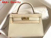 Hermes Mini Kelly II Milk White Epsom Leather Replica