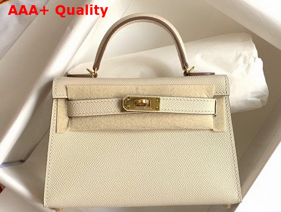 Hermes Mini Kelly II Milk White Epsom Leather Replica