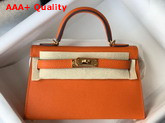 Hemes Mini Kelly II Orange Epsom Leather Replica