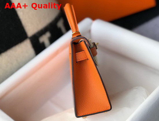 Hemes Mini Kelly II Orange Epsom Leather Replica