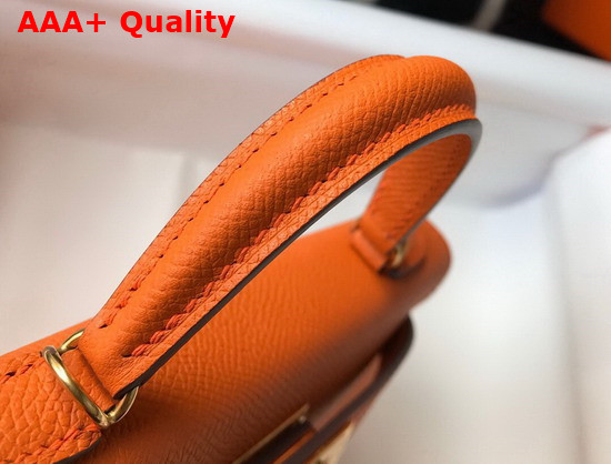 Hemes Mini Kelly II Orange Epsom Leather Replica