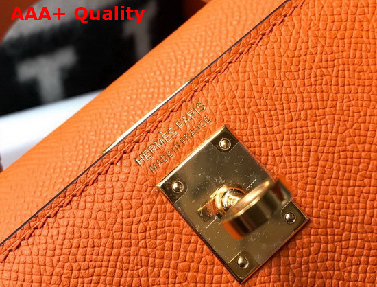 Hemes Mini Kelly II Orange Epsom Leather Replica