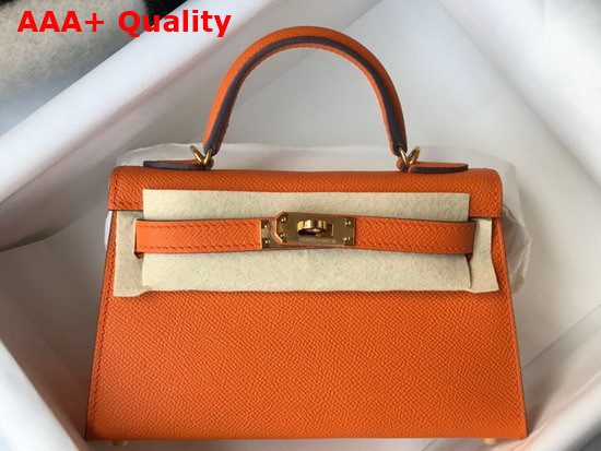 Hemes Mini Kelly II Orange Epsom Leather Replica