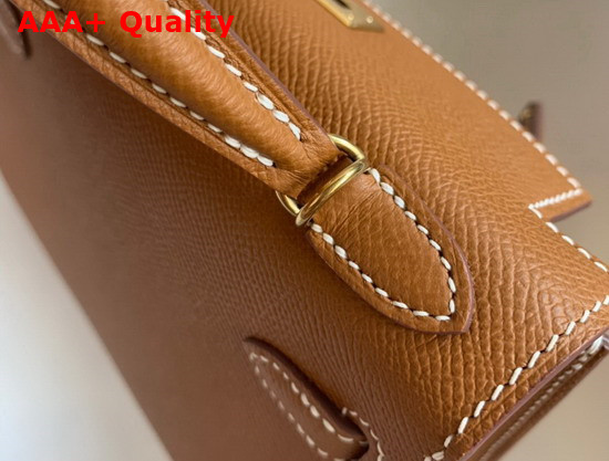 Hemes Mini Kelly II Tan Epsom Leather Replica