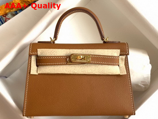Hemes Mini Kelly II Tan Epsom Leather Replica
