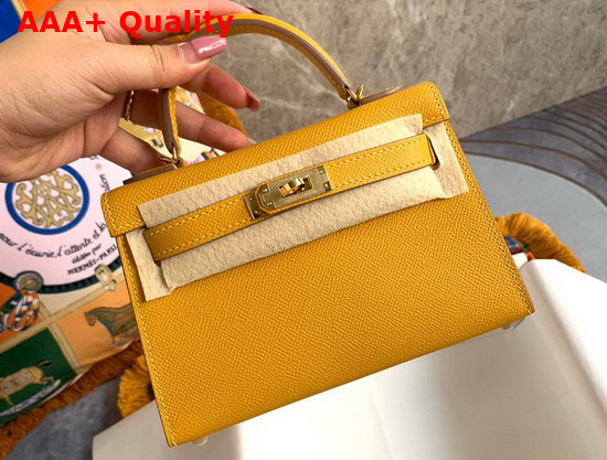 Hemes Mini Kelly II Yellow Epsom Leather Replica