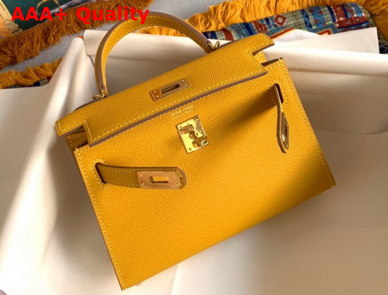 Hemes Mini Kelly II Yellow Epsom Leather Replica