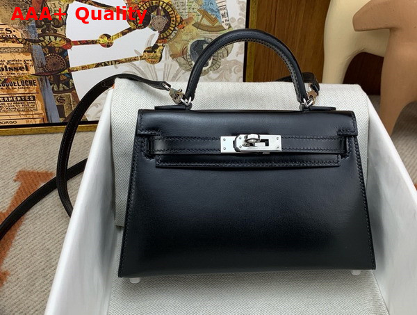 Hermes Mini Kelly II in Black Box Leather Replica