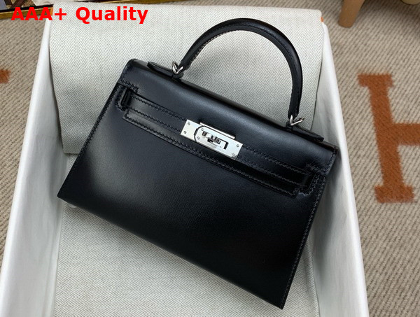 Hermes Mini Kelly II in Black Box Leather Replica