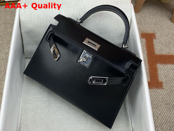 Hermes Mini Kelly II in Black Box Leather Replica