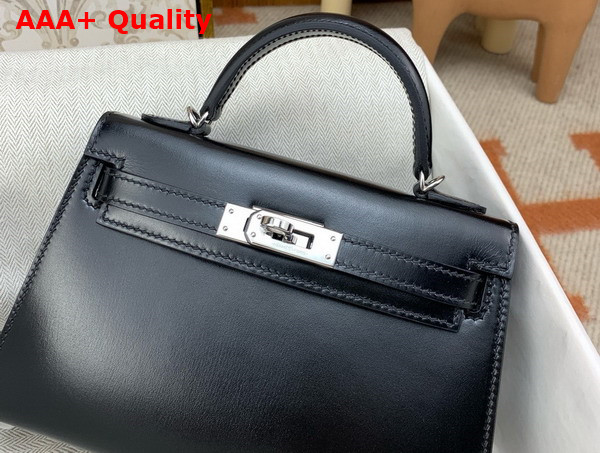 Hermes Mini Kelly II in Black Box Leather Replica