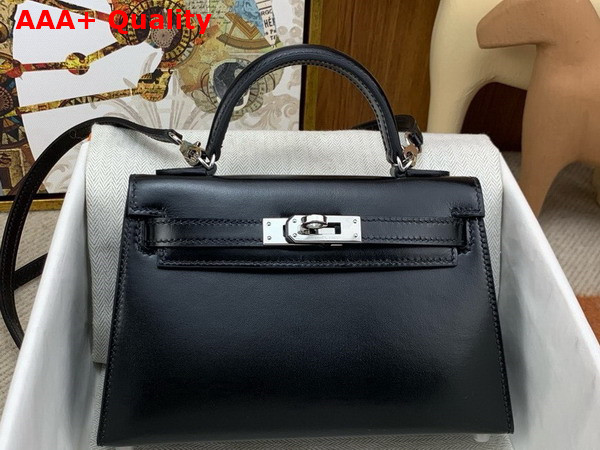 Hermes Mini Kelly II in Black Box Leather Replica