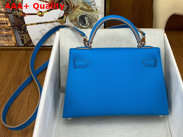 Hermes Mini Kelly II in Blue Goatskin Replica