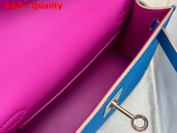 Hermes Mini Kelly II in Blue Goatskin Replica
