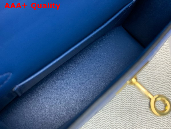 Hermes Mini Kelly II in Blue Ostrich Leather Replica