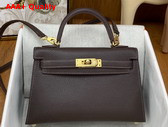 Hermes Mini Kelly II in Bordeaux Goatskin Replica