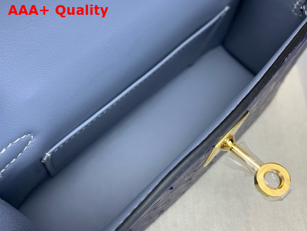 Hermes Mini Kelly II in Dark Blue and Light Blue Ostrich Leather Replica