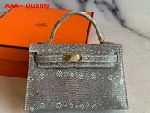 Hermes Mini Kelly II in Gray Lizard Leather Replica