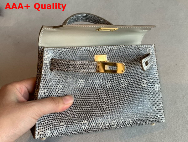 Hermes Mini Kelly II in Gray Lizard Leather Replica