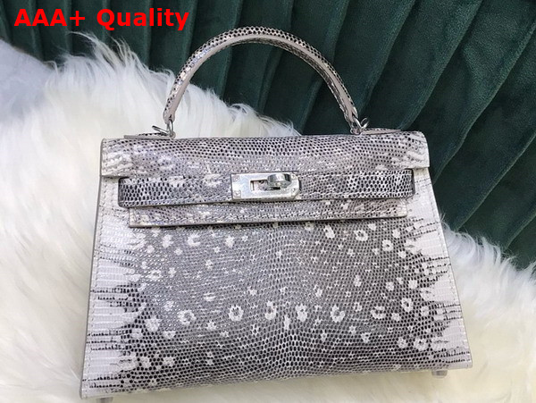 Hermes Mini Kelly II in Gray Lizard Leather Replica