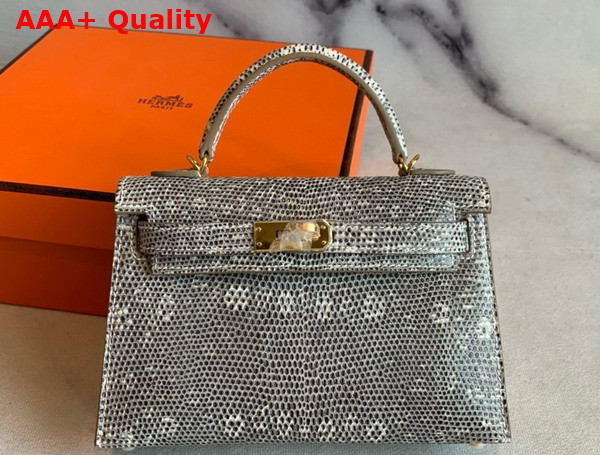 Hermes Mini Kelly II in Gray Lizard Leather Replica