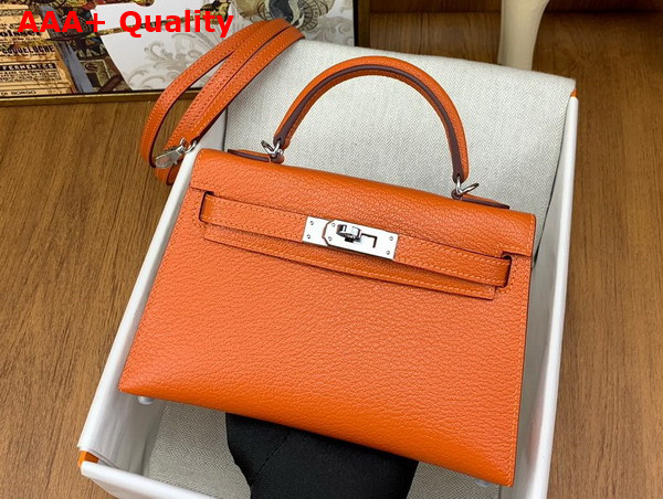Hermes Mini Kelly II in Orange Goatskin Replica