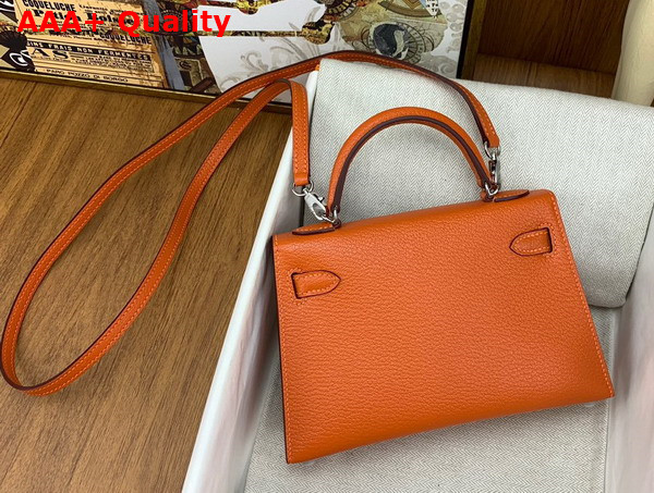 Hermes Mini Kelly II in Orange Goatskin Replica
