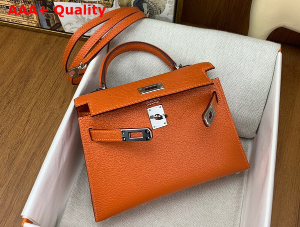 Hermes Mini Kelly II in Orange Goatskin Replica