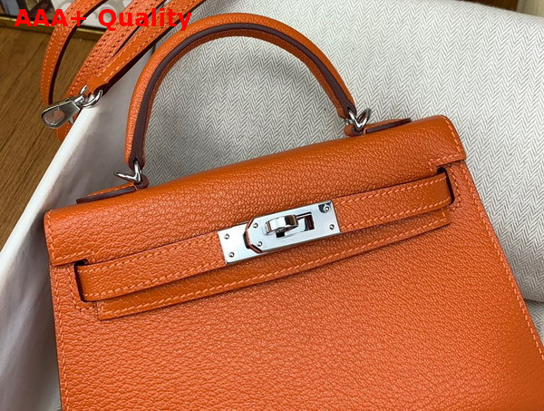 Hermes Mini Kelly II in Orange Goatskin Replica