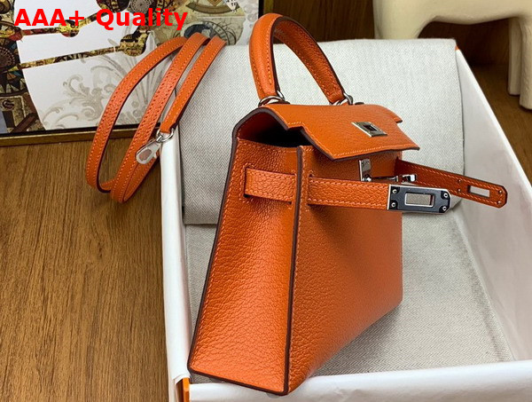 Hermes Mini Kelly II in Orange Goatskin Replica