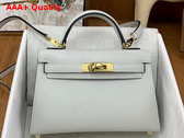 Hermes Mini Kelly II in Pearl Gray Goatskin Replica
