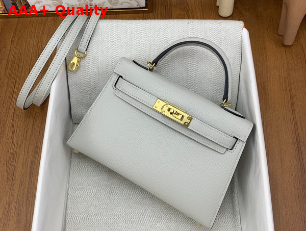Hermes Mini Kelly II in Pearl Gray Goatskin Replica