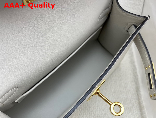 Hermes Mini Kelly II in Pearl Gray Goatskin Replica